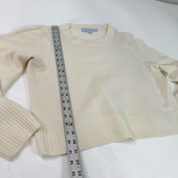 Hill House Sweater Womens Large Merino Wool Cream Puff Sleeve Preppy Classic - Picture 2 of 10